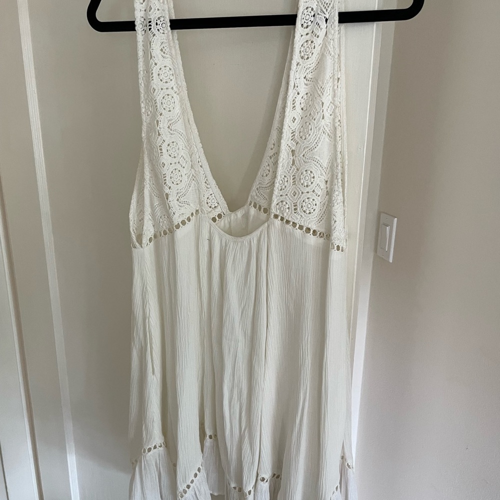 Free People White Crochet Mini Dress